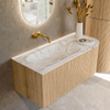 MONDIAZ KURVE-DLUX meuble de salle de bains 105cm avec module 25 R couleur chêne avec 1 tiroir et 1 porte. Lavabo BIG SMALL gauche sans trou de robinet couleur Glace. SW1137913