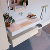 Mondiaz ALAN-DLUX Ensemble de meuble - 110cm - meuble Linen mat - 1 tiroir - Lavabo Cloud Ostra suspendu - vasque Centre - 0 trous de robinet SW807324