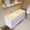 Mondiaz VICA-DLUX Ensemble de meuble de salle de bain - 130cm - meuble sous-vasque cale - 2 tiroirs - lavabo encastré cloud double - 2 trous de robinet - version haute de 60cm - ostra SW1087507