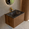 MONDIAZ KURVE-DLUX 60cm Meuble salle de bain - couleur Walnut - 1 tiroir - vasque CLOUD centre - 1 trou de robinet - couleur Lava SW1137197