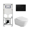 Villeroy & Boch Subway 2.0 inbouwset - met diepspoel wandcloset slimseat zitting afdekplaat - zwart (wit) SW47075