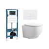 QeramiQ Dely Swirl Compact Ensemble WC - réservoir encastré QeramiQ flush - abattant slim - plaque de commande en plastique blanc brillant - boutons rectangulaires - blanc brillant SW1590486
