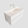 MONDIAZ VICA 100cm badmeubel carrara marmer 2 lades wastafel moon midden zonder kraangat SW410301 MONDIAZ VICA 100cm badmeubel carrara marmer 2 lades wastafel moon midden zonder kraangat SW410301