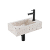 FugaFlow Eccelente Pietra Ensemble fontaine - 40x22x10cm - trou de robinet à droite - robinet de fontaine noir mat - bouchon de vidange - siphon abaissé - beige mat SW1468971