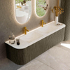 Mondiaz KURVE-DLUX Ensemble de meuble de salle de bains - 170x46x40cm - 1 tiroir - 2 portes - lavabo solid surface - double - 2 trous de robinet - Shadow SW1414083