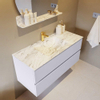 MONDIAZ VICA-DLUX Ensemble meuble de salle de bains - 110cm - meuble bas cale - 2 tiroirs - lavabo encastré cloud central - 1 trou de robinet - version haute 60cm - glace SW1088305