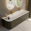 Mondiaz KURVE Ensemble de meuble salle de bain - 145x46x40cm - 1 tiroir - 1 porte - lavabo en solid surface - droite - 2 trous de robinet - Shadow SW1414117