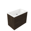 Saniclass Holz Frame Badkamermeubelset - 80x45x77.5cm - Torino solid surface wastafel wit - zonder kraangat - 2 lades - mat eiken charcoal (hout) SW1579916