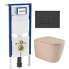 QeramiQ Dely Swirl Toiletset - 36.3x51.7cm - Geberit UP720 Duofix Sigma inbouwreservoir - 35mm zitting - bedieningsplaat antraciet mat - rechthoekige knoppen - mat beige SW1413186
