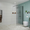 Fortifura Galeria paroi de douche - 90x200cm - verre cannelé - 8mm - bras mural - noir mat SW876965