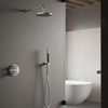 Hotbath Archie IBS30A Ensemble de douche encastré - complet - thermostatique - 2 fonctions - inverseur - bras mural 40cm - tête de douche ronde 20cm - douchette à main barre - inox SW230344