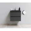 Basic Bella Meuble lavabo acrylique noir avec 1 trou de robinet 60x55x46cm Flat Pack Anthracite mat SW538892