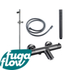 FugaFlow Eccelente Sobrado Badkamer badkraan met glijstangset met staafhanddouche, gladde doucheslang gunmetal - Black Friday - SW1123987