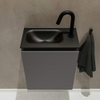 MONDIAZ TURE Toiletmeubel 40x23x50cm met 1 kraangaten 1 deuren dark grey mat Wastafel Eden links Solid Surface Zwart SW475284