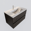 MONDIAZ VICA Badkamermeubelset - 80cm - 2 lades - wasbak Denia midden - 1 kraangat - keramiek dark brown SW410024