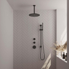Brauer Black Edition Ensemble de douche pluie encastré - douche principale 30cm - bras plafond 20cm - 3 boutons lisses - douchette à main 1 fonction - noir mat SW486512