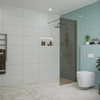 Fortifura Galeria inloopdouche - 70x200cm - rookglas - wandarm - PVD - geborsteld gunmetal (antraciet) SW876924
