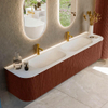 Mondiaz KURVE Ensemble de meuble de salle de bains - 200x46x40cm - 2 tiroirs - 2 portes - vasque solid surface - double - 2 trous de robinet - Ruby SW1415335