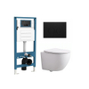 QeramiQ Dely Swirl Compact Ensemble WC - réservoir encastré QeramiQ flush - abattant fin - plaque de commande métallique noir mat - boutons ronds - blanc mat SW1590656