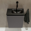 MONDIAZ TURE Toiletmeubel 40x23x50cm met 0 kraangaten 1 deuren dark grey mat Wastafel Eden rechts Solid Surface Zwart SW475275