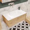 ENSEMBLE DE MEUBLE MONDIAZ LUSH - 80cm - 1 tiroir - lavabo cloud - vasque centrale - 0 trous de robinet - chêne blanchi SW409415