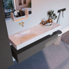 Mondiaz ALAN-DLUX Ensemble de meuble - 150cm - meuble Dark grey mat - 1 tiroir - Lavabo Cloud Ostra suspendu - vasque Gauche - 0 trous de robinet SW807319