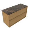 Saniclass Holz Frame Badkamermeubelset - 120x45x63cm - Noche natuurstenen topblad dark emperador - zonder kraangat - 2 lades - mat eiken natural (hout) SW1579877