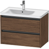 Duravit Ketho.2 Wastafelonderbouwkast - met 2 laden - voor waskom links - 78.4x45.5x54.9cm - met grepen antraciet - donker noten mat SW772885