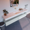 Mondiaz ALAN-DLUX Ensemble de meuble - 200cm - meuble - Clay mat - 2 tiroirs - Lavabo Cloud Ostra suspendu - vasque Centre - 0 trous de robinet - Beige SW807748
