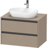 Duravit ketho 2 meuble sous lavabo avec plaque console et 1 tiroir 80x55x56.8cm avec poignée anthracite lin mat SW773047