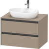 Duravit Ketho.2 Wastafelonderbouwkast - inclusief consoleplaat - met 1 lade - 80x55x56.8cm - met handgreep antraciet - linnen mat SW773047