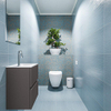 MONDIAZ ADA Meuble de WC - 40x30x50cm - 1 trou de robinet - 2 tiroirs - gris foncé mat - vasque à droite - Solid surface - Blanc SW472576