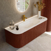 Mondiaz KURVE-DLUX Ensemble meuble de salle de bains - 130x46x40cm - 1 tiroir - 2 portes - lavabo solid surface - central - 1 trou de robinet - Ruby SW1415836