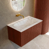 Mondiaz KURVE-DLUX Ensemble de meuble salle de bain - 80x46x40cm - 1 tiroir - lavabo en solid surface - milieu - sans trou de robinet - Ruby SW1415795