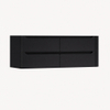 H&R Badmeubelen Juice Meuble sous vasque - 140x45x50cm - angle droit arrondi - 4 tiroirs - poignée intégrée - noir mat SW1490179