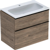 Geberit ICon wastafel - 75cm - met onderkast - 2 la - softclose - noten hickory (hout) SW637591