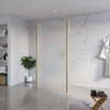 Fortifura Galeria Vrijstaande Inloopdouche - 100x200cm - glas mat - antikalk - 8mm veiligheidsglas - 2 zijwanden - 30cm - wandsteunen en hoekprofielen - PVD - geborsteld messing (goud) SW996297