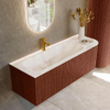 Mondiaz KURVE-DLUX Ensemble meuble de salle de bains - 135x46x40cm - 1 tiroir - 1 porte - lavabo solid surface - gauche - 1 trou de robinet - Ruby SW1415656
