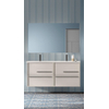 Saniclass Prime Essential Meuble de salle de bain - 120x55x46cm - 2 vasques rectangulaires blanc - 2 trous de robinet - 4 tiroirs - miroir rectangulaire - mat cotton (beige) SW925121