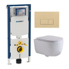 QeramiQ Dely Swirl Toiletset - 36.3x51.7cm - Geberit UP720 Duofix Sigma inbouwreservoir - slimzitting - bedieningsplaat beige - rechthoekige knoppen - glans wit SW1412311