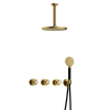 Hotbath Cobber @Work Regendoucheset - inbouw - 15cm plafondarm - 20cm ronde hoofddouche - 3 standen handdouche - Geborsteld messing PVD SW677749