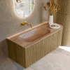 MONDIAZ KURVE-DLUX Meuble de salle de bains 115cm arrondi à droite couleur Dusk avec 1 tiroir et 1 porte. Lavabo BIG SMALL gauche sans trou de robinet Saba. SW1433340