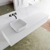 Mondiaz Lagom Meuble salle de bains 170x30.9x45cm Solid Surface Talc 2 tiroirs avec lavabo BINX vasque à poser Gauche sans trous de robinet SW409150