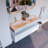 Mondiaz ALAN-DLUX Ensemble de meuble - 130cm - meuble Talc mat - 1 tiroir - Lavabo Cloud Frappe suspendu - vasque Gauche et droite - 2 trous de robinet SW805252