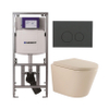 QeramiQ Dely Toiletset - 36.3x51.7cm - diepspoel - rimless - Geberit UP320 inbouwreservoir - softclose toilet zitting 35 mm - bedieningsplaat mat antraciet - ronde knoppen - mat beige SW1236505