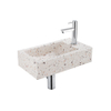 FugaFlow Eccelente Pietra Ensemble fontaine - 40x22x10cm - trou de robinet à droite - robinet de fontaine chrome - bouchon de vidange - siphon abaissé - beige mat SW1469002