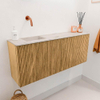 Mondiaz JOYA-DLUX 100cm toiletmeubel - kleur Oak - Wastafel FAYE positie Links Zonder kraangat kleur Nata. SW1424015
