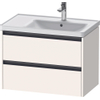 Duravit Ketho.2 Wastafelonderbouwkast - met 2 laden - voor waskom rechts - 78.4x45.5x54.9cm - met grepen antraciet - wit supermat SW772259