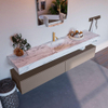 Mondiaz ALAN-DLUX Ensemble de meuble - 200cm - meuble Smoke mat - 2 tiroirs - Lavabo Cloud Glace suspendu - vasque Centre - 1 trou de robinet SW805045