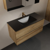 Mondiaz AIVY Ensemble de meuble - 100x45x50cm - 1 trou de robinet - 1 vasque Urban Solid surface - Centre - 2 tiroirs - avec armoire de toilette - Melamine Chai SW892333